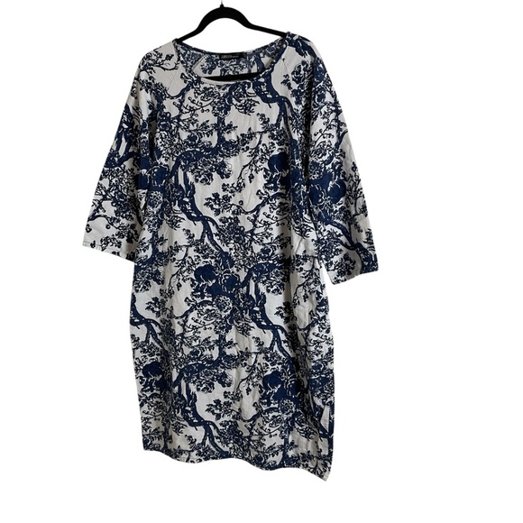 Zanzea Blue and White Floral Dress with pockets size large - Picture 1 of 11